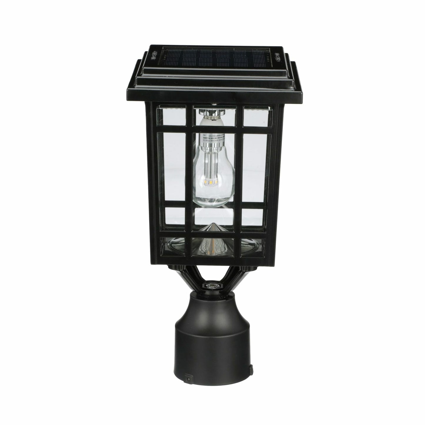 Gama Sonic 114B033 Prairie Bulb Solar Post Light with Patented Light Bulb, Wall/Pier/3″ Fitter Mounts, Black Finish