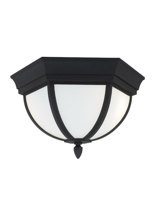 Generation Lighting 79136EN3-12 Wynfield 2 Light 13 inch Black Outdoor Ceiling Flush Mount