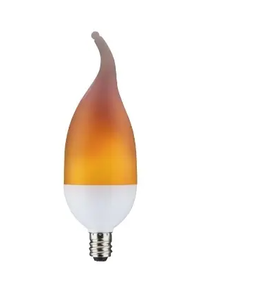 Satco S29807 LED B11 Flame Bulb, Non-Dimmable, E12, Wattage 2W, Lumens 60 lm, Voltage 120V, Color Temperature 1400K, White