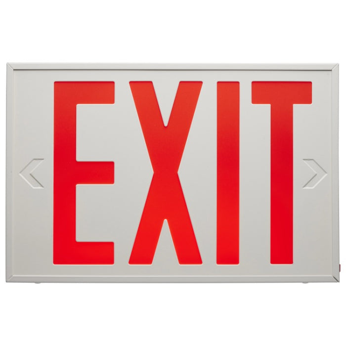 Nuvo 67-102 Red LED Exit Sign, 90min Ni-Cad backup, Voltage 120V/277V, Single/Dual Face, Universal Mounting, NYC Approved