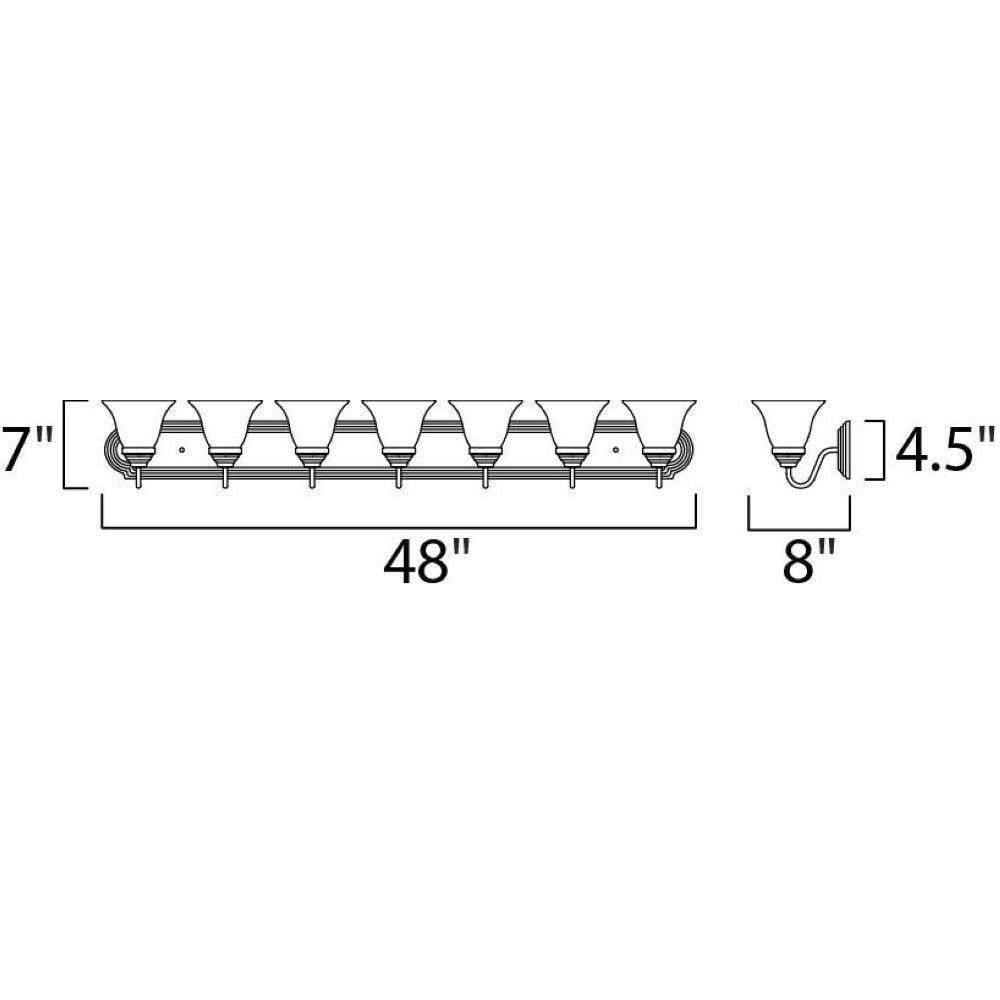 Maxim Lighting 8016FTOI Essentials 7 Light 48 Inch Oil Rubbed Bronze Bath Vanity Wall Light Dimensions Diagram