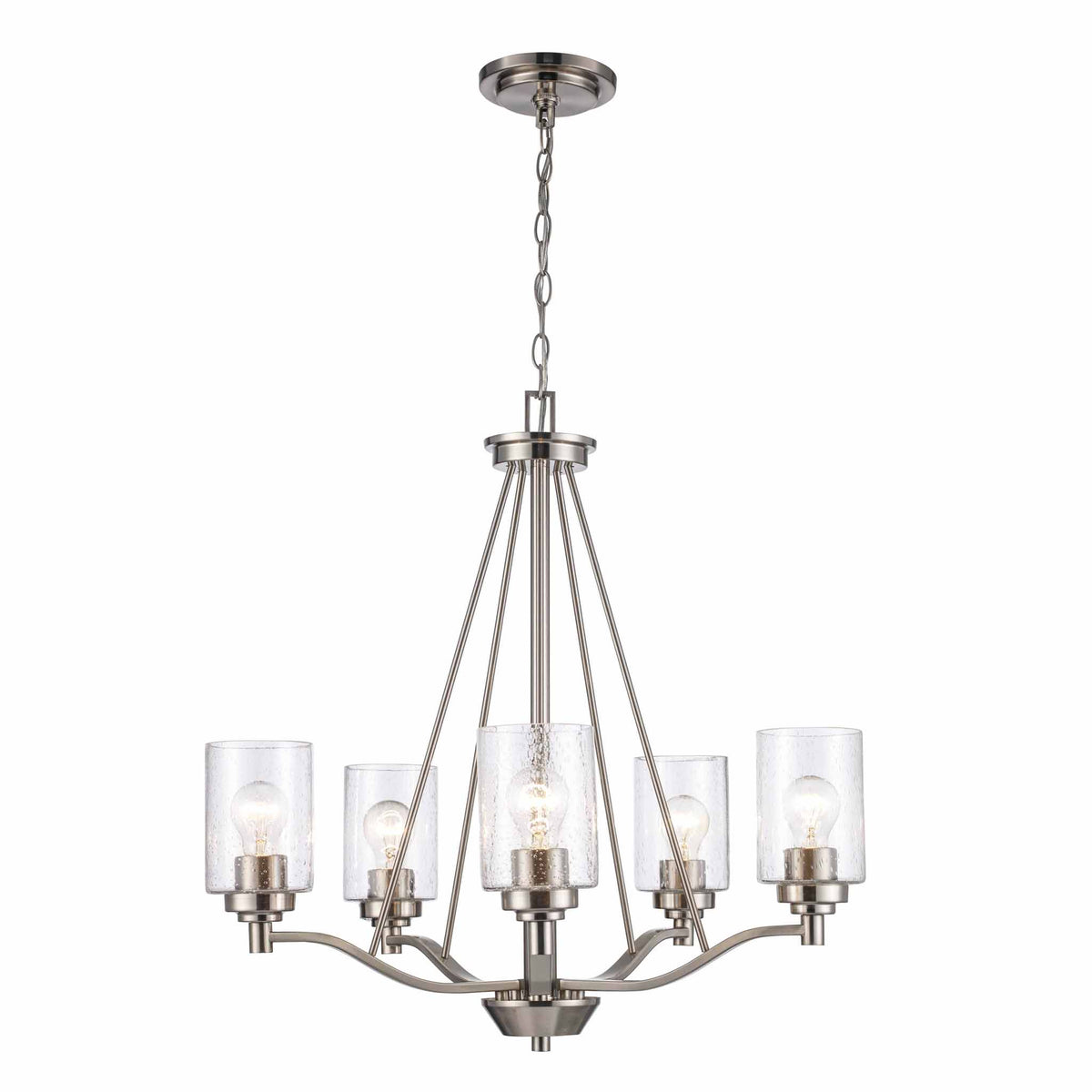 Trans Globe Lighting 80525 BN Mod Pod 5 Light Brushed Nickel Chandelier