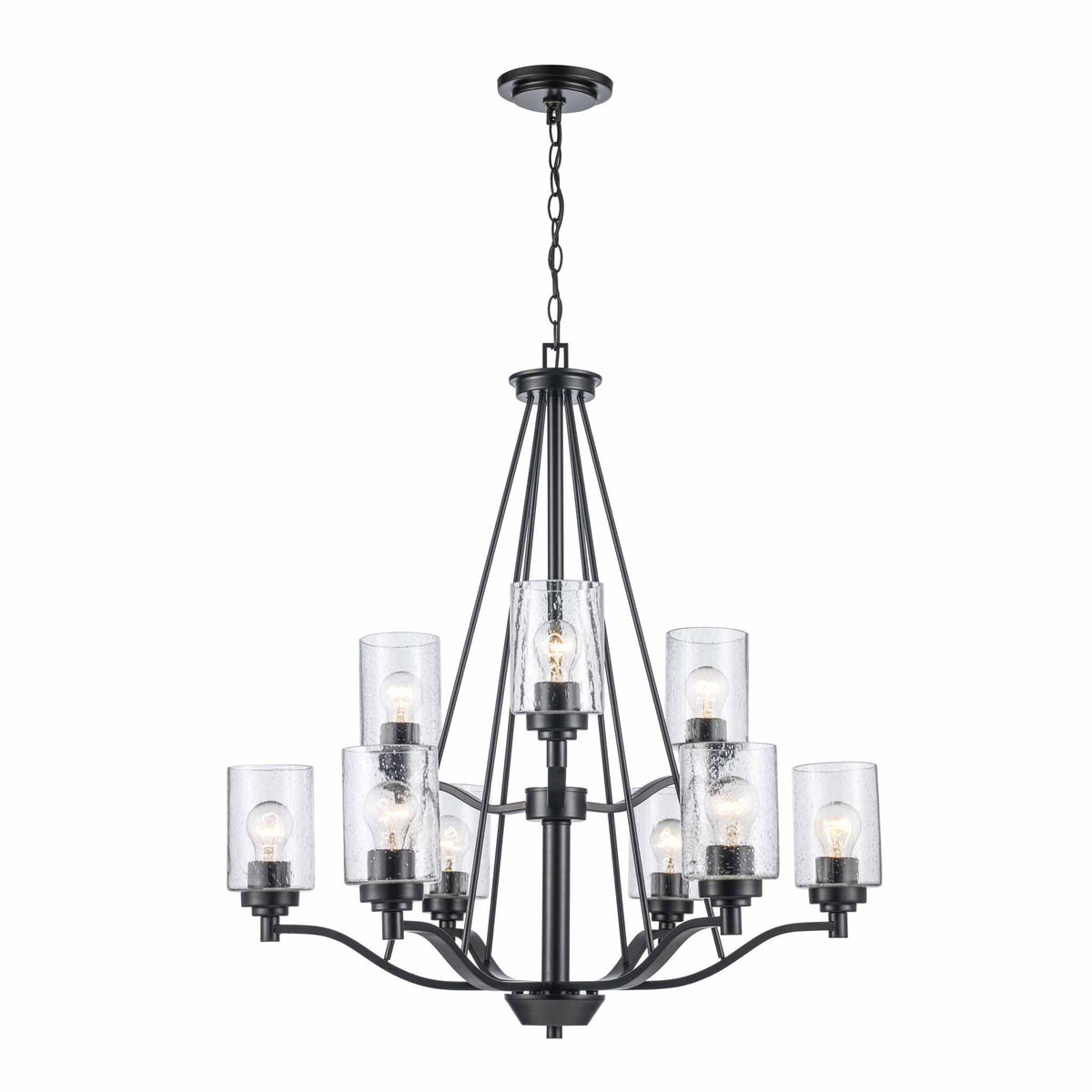 Trans Globe Lighting 80529 BK Mod Pod 9 light black chandelier