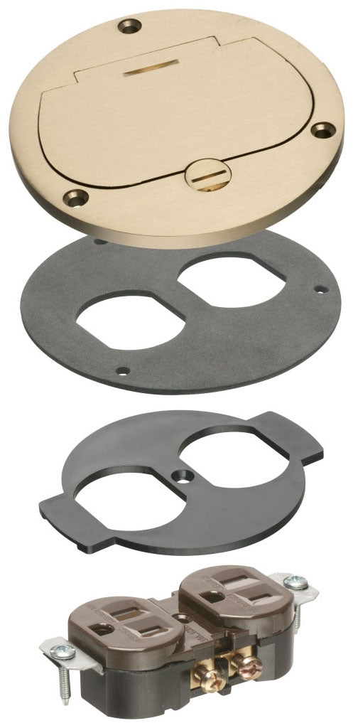 Arlington FLB3531MBTK 1-G Trim Kit for Cut In Box, with Cover, Gasket, and Receptacle, Metallic Brass