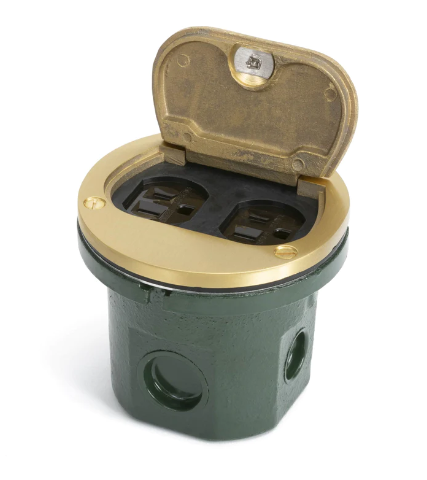 Lew Electric 812DFBW/DFB-1 Flush Mounted Floor Box W/ One 15A Duplex, Brass