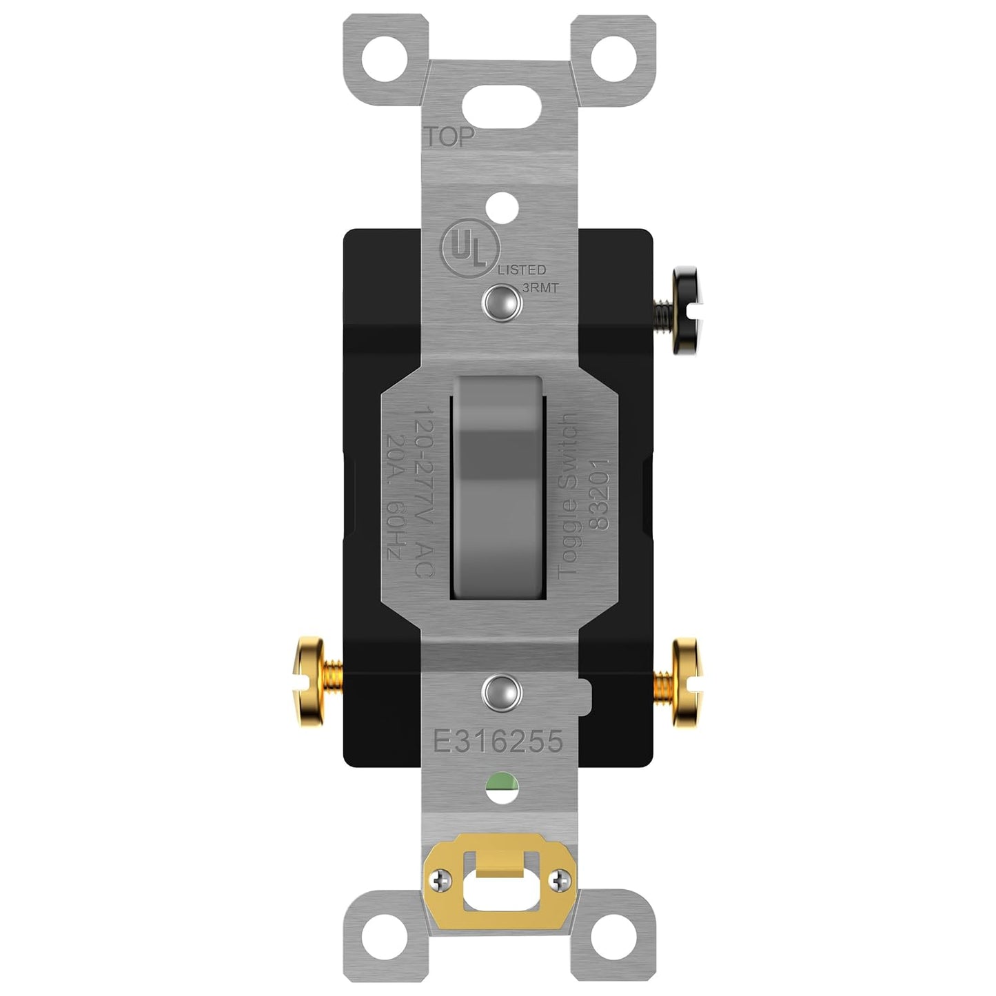 Enerlites 83201-GY 20 Amp Heavy Duty Toggle Light Switch, 3-Way or Single Pole, 20A 120/277V, Grounding Screw, Heavy Duty Commercial Grade, UL Listed, Gray Finish