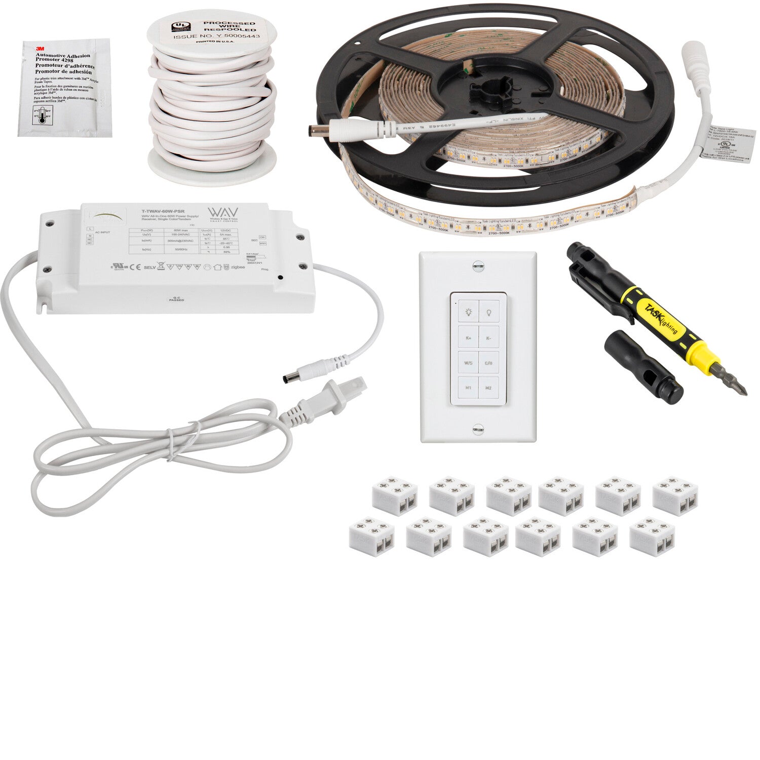 Task Lighting L-TK1Z1A-16 16 Ft. Standard Output Wireless Controller Tape Light Kit, 300 Lumens/Ft. Voltage 12V