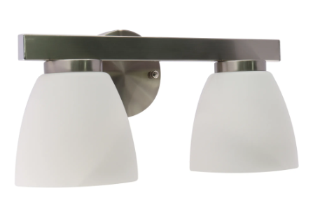 Westgate VLA-E26-2L-BN 2-Lamp E26 Lamp-Ready Vanity Light with Decorative Glass Shades, Wattage 60W per socket, Voltage 120VAC / 60Hz, Brushed Nickel Finish