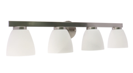 Westgate VLA-E26-4L-BN 4-Lamp Black E26 Lamp-Ready Vanity Light with Decorative Glass Shades, Wattage 60W per socket, Voltage 120VAC / 60Hz, Brushed Nickel Finish