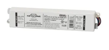 Keystone KTLD-20-UV-SC730-56-VDIM-AF4-CP Programmable Constant Current LED Driver, 200-730mA, Wattage 20W, Voltage 120V-277V