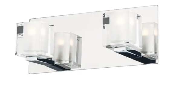 ET2 Contemporary Lighting E32032-18PC Blocs 2-Light Vanity Light, Color Temperature 3000K, 880 Lumens, Voltage 120V, Polished Chrome Finish