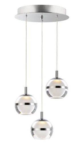 ET2 Contemporary Lighting E24593-93PC Swank 3-Light LED Pendant, Color Temperature 3000K, 1,300 Lumens, Voltage 120V, Polished Chrome Finish