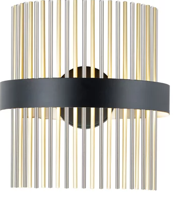 ET2 Contemporary Lighting E34201-BKSNSBR Chimes WiZ LED 7 inch Wall Sconce Wall Light, Multi-Color Temperature, Voltage 120-277, Black/Satin Brass/Satin Nickell Finish
