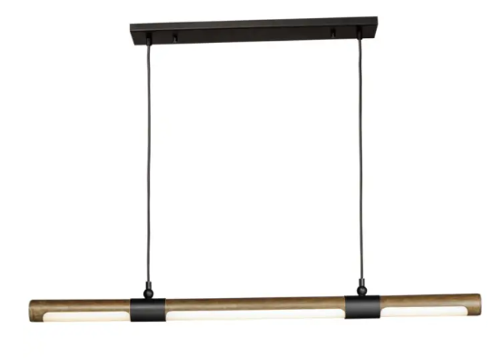 ET2 Contemporary Lighting E24946-APBK Rollo LED Linear Pendant, Color Temperature 3000K, 1,400 Lumens, Voltage 120V, Antique Pecan / Black