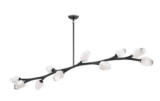 ET2 Contemporary Lighting E32797-93BK Blossom 10-Light LED Linear Pendant, Color Temperature 3000K, 4,000 Lumens, Voltage 120V, Black Finish