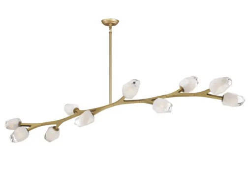 ET2 Contemporary Lighting E32797-93NAB Blossom 10-Light LED Linear Pendant, Color Temperature 3000K, 4,000 Lumens, Voltage 120V, Natural Aged Brass Finish