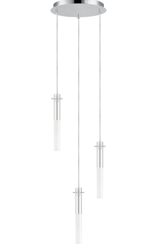 ET2 Contemporary Lighting E31093-93PC Pipette 12" 3-Light LED Pendant Ceiling Light, Color Temperature 3000K, Lumens 950, Polished Chrome Finish