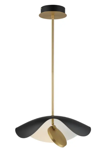 ET2 Contemporary Lighting E24964-WTBKGLD Carmen 16" LED Pendant, Color Temperature 3000K, 420 Lumens, Voltage 120-277V, Black/Gold Finish