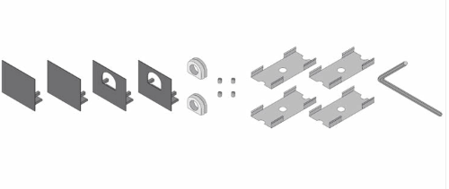 Diode LED DI-CHB-A2-ACC-BL A2 Channel Black Finish Accessories Pack (2) Open Upper End Caps (2) Closed End Caps (4) Mounting Clips