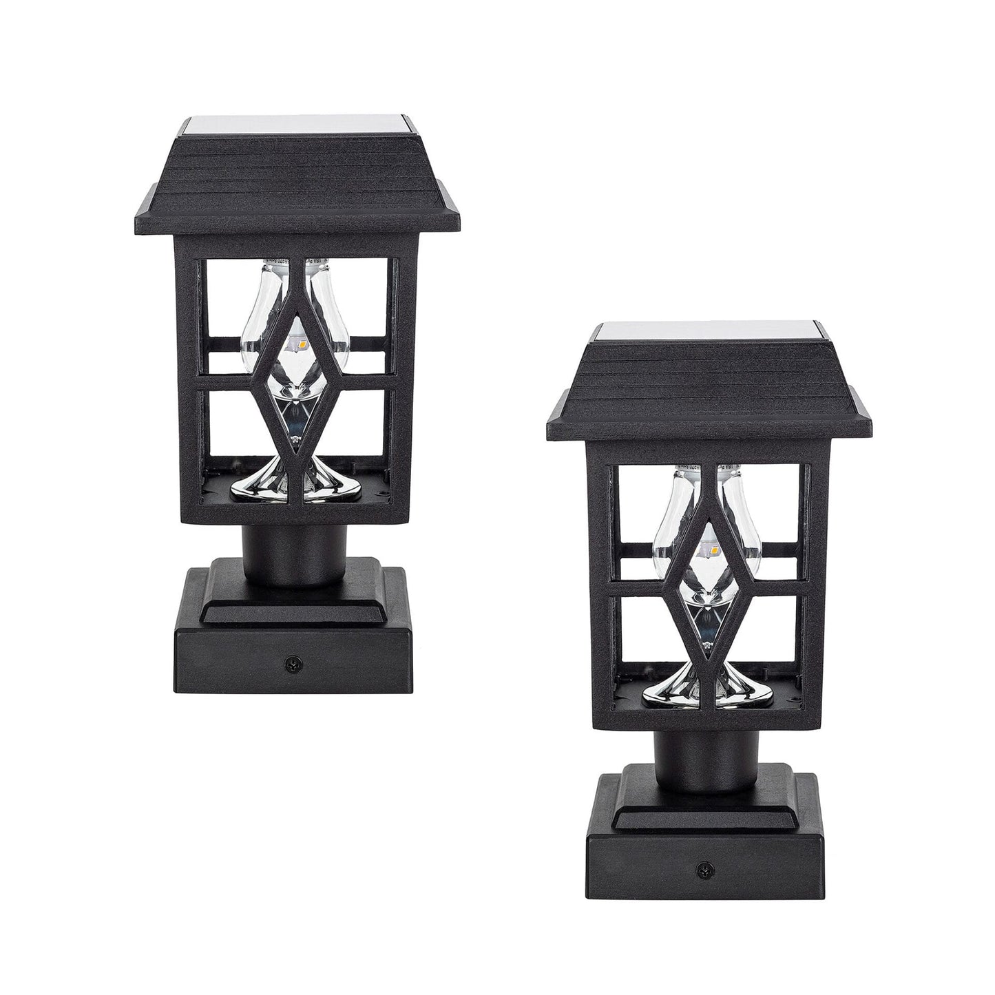Gama Sonic 84BP250011 Luna II Solar Post Cap/Pier Mount Light – Black Pack of 2