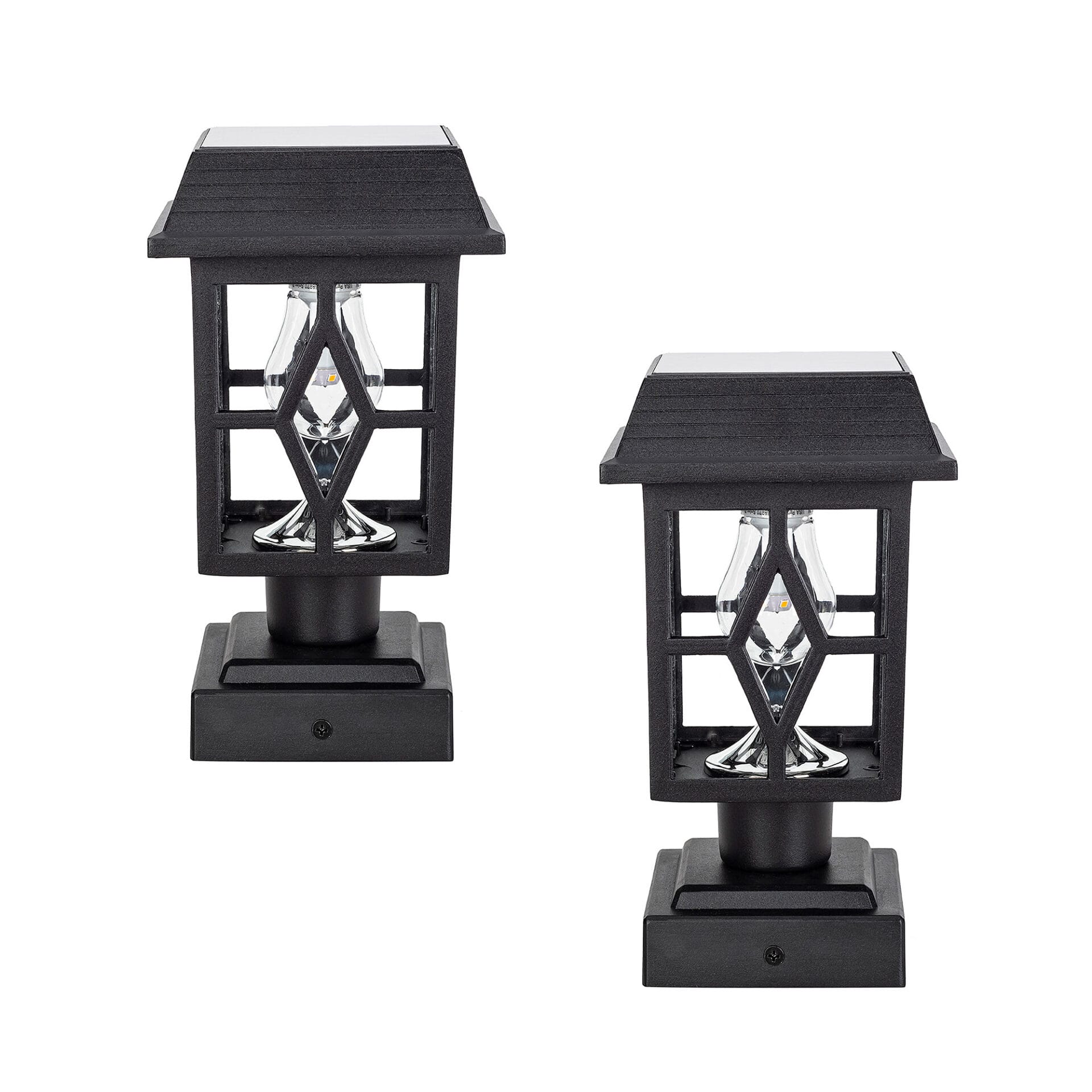 Gama Sonic 84BP250011 Luna II Solar Post Cap/Pier Mount Light – Black Pack of 2