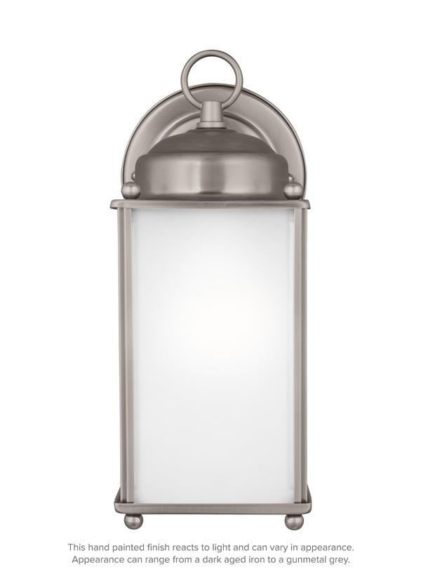 Generation Lighting New Castle 1 light antique brushed nickel outdoor wall lantern front view
