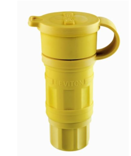 Leviton 27W49 20A, 277V NEMA L7-20R, 2P, 3W, Locking Connector, Grounding, Wetguard, Yellow