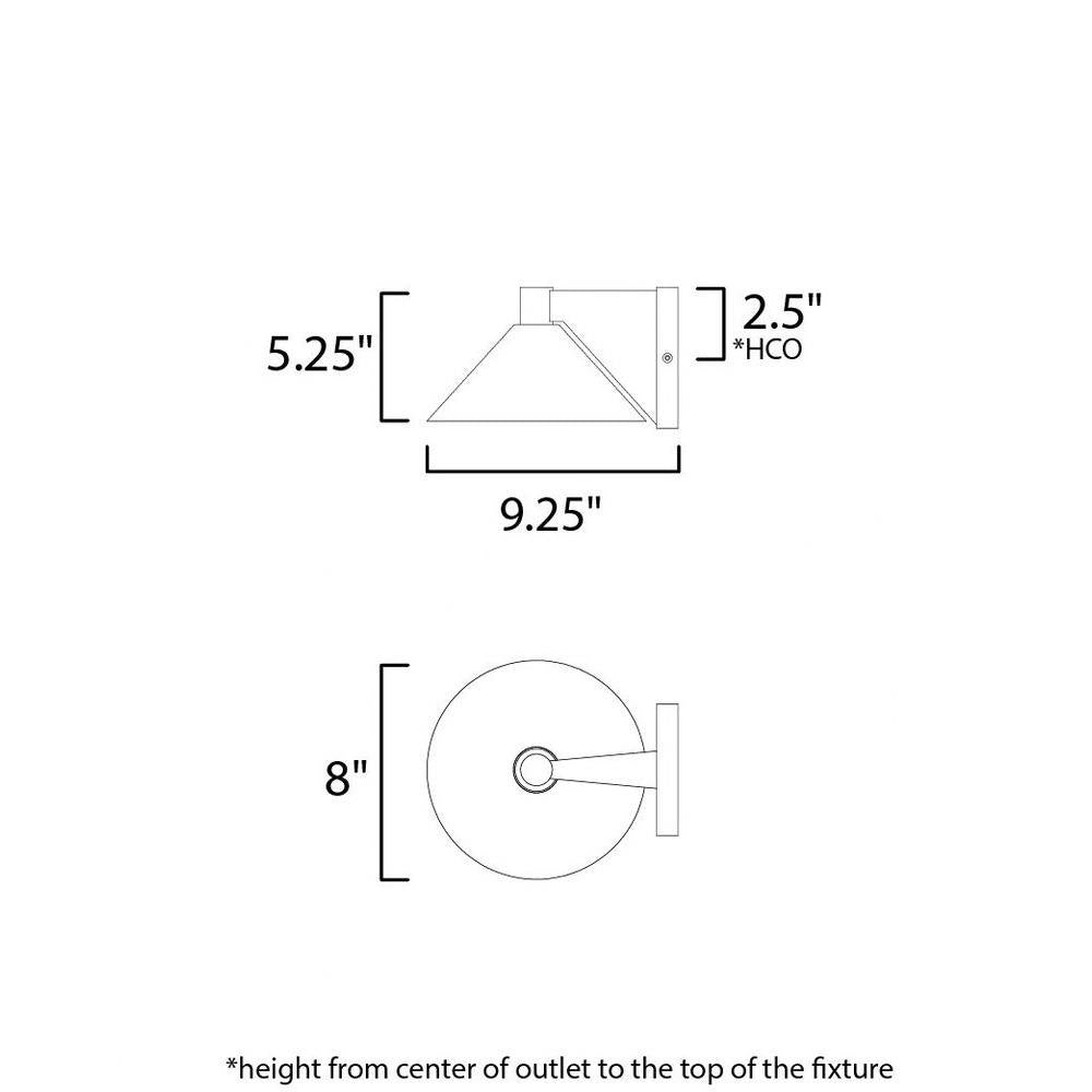 Maxim Lighting 86141BK/MSP Conoid Wall Sconce Dimensions Diagram
