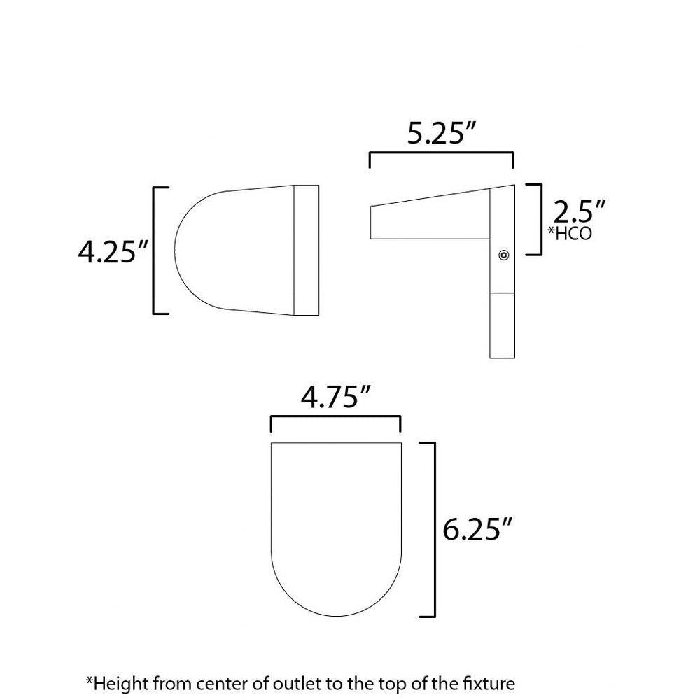 Maxim Lighting 86198BK/PHC Ledge Outdoor Wall Sconce Dimensions Diagram