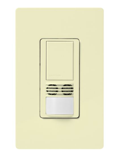 Lutron WMS-B102-AL Maestro Dual-Tech Motion Sensor Switch, TAA Compliant, 6A, 120-277V, 1 Pole/3-Way, Neutral Required, Almond Finish