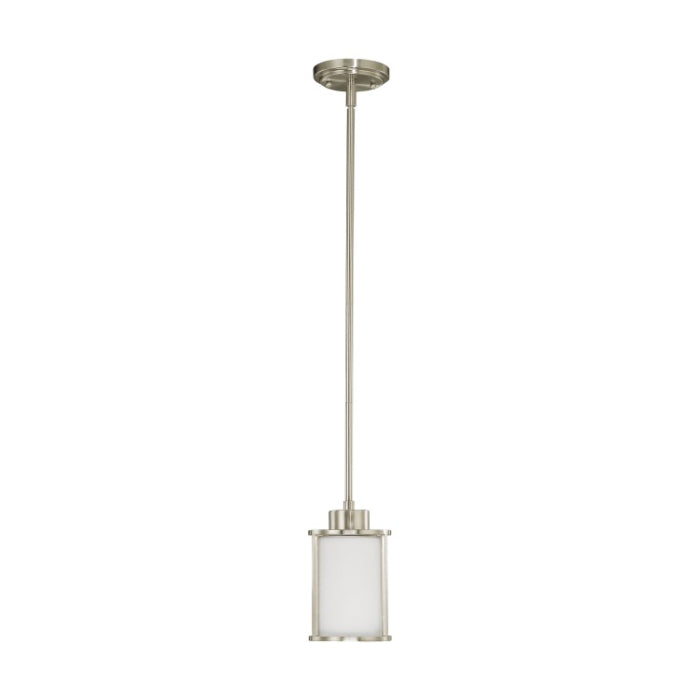 Nuvo 60-2866 Odeon Mini Pendant, White Satin, Wattage 60W, Brushed Nickel