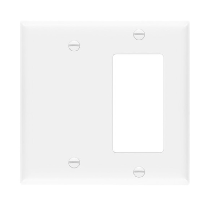 Enerlites 880131-W Combination Two-Gang Wall Plate - Blank & Decorator/ GFCI, White Finish