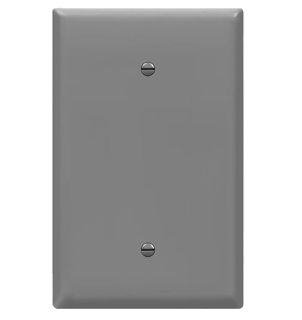 Enerlites 8801O-GY Blank Device Wall Plate, Jumbo Blank Cover, Gloss Finish, Oversized-Size 1-Gang, Polycarbonate Thermoplastic, Gray