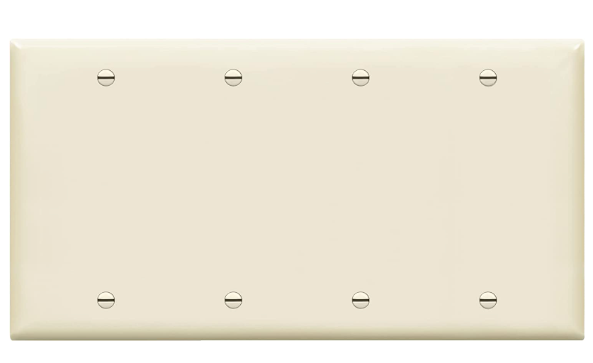 Enerlites 8804-LA Blank Device Wall Plate, Blank Outlet Cover, Standard Size 4-Gang 4.50" x 8.19", Polycarbonate Thermoplastic, Light Almond