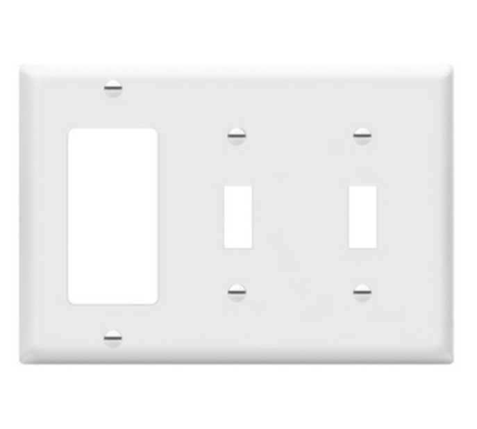Enerlites 881231-W Combination Three-Gang Wall Plate - 2 Toggles and Decorator/ GFCI, White