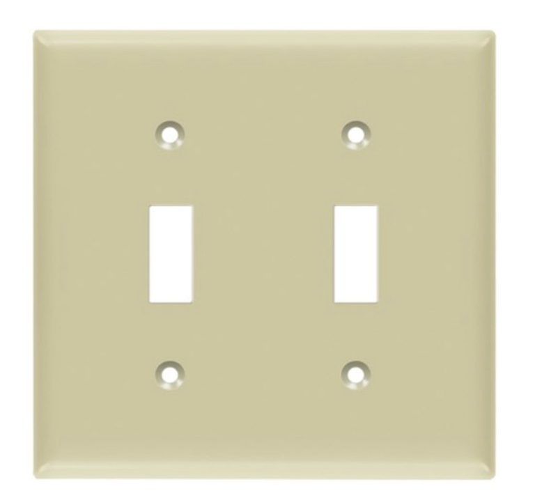 Enerlites 8812M-I Toggle Switch Two-Gang Wall Plate, Mid-Size, Ivory