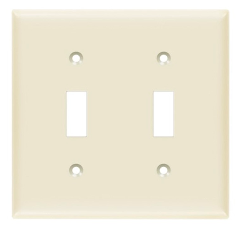 Enerlites 8812M-LA Toggle Switch Two-Gang Wall Plate, Mid-Size, Light Almond