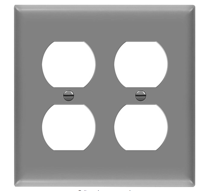 Enerlites 8822M-GY Duplex Receptacle Two-Gang Wall Plate, Mid-Size, Gray