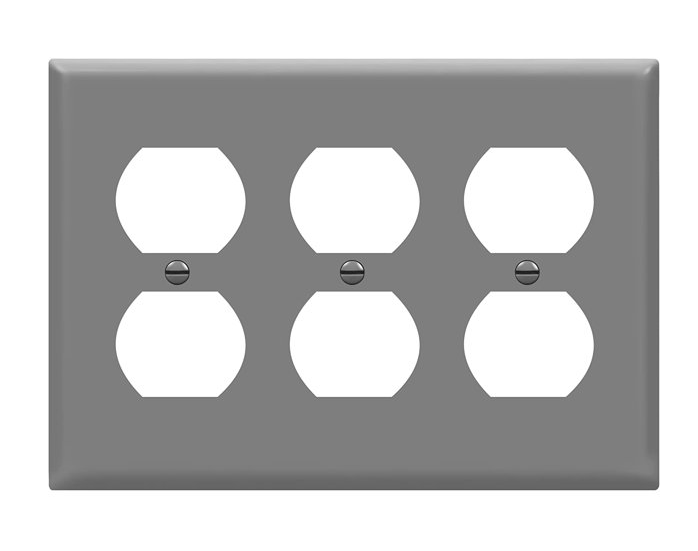 Enerlites 8823-GY Duplex Receptacle Three-Gang Wall Plate, Gray