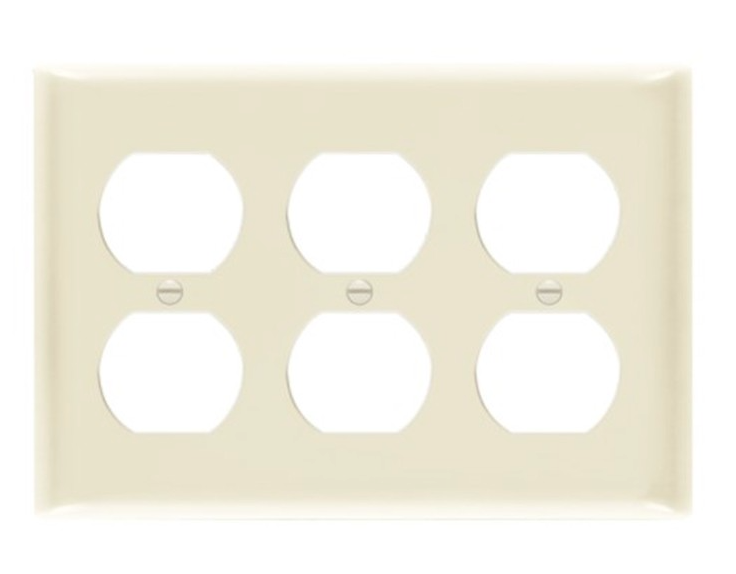 Enerlites 8823-LA Duplex Receptacle Three-Gang Wall Plate, Light Almond
