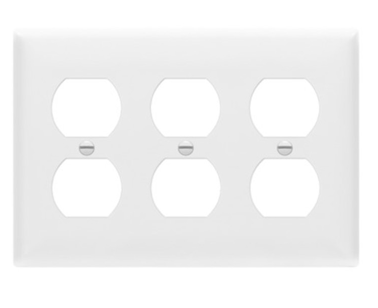 Enerlites 8823-W Duplex Receptacle Three-Gang Wall Plate, White