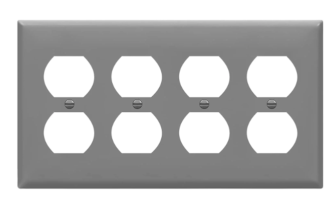 Enerlites 8824-GY Quad Duplex Receptacle Four-Gang Electrical Outlet Wall Plate, Gray