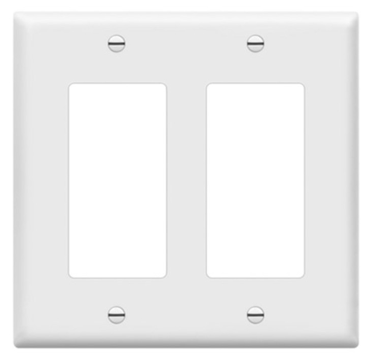 Enerlites 8832-W Double Decorator/ GFCI Two-Gang Wall Plate, White