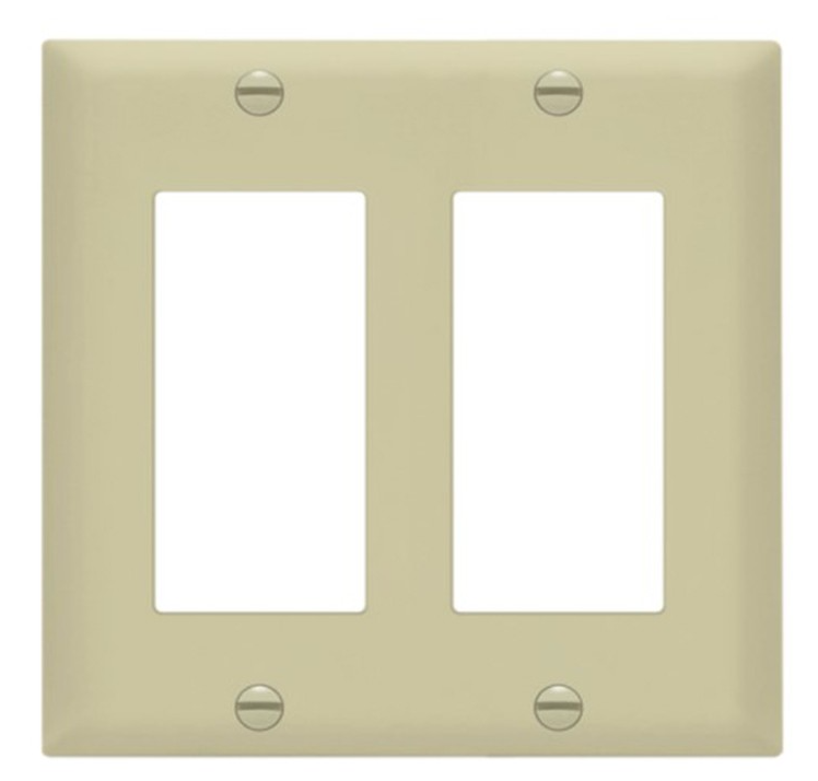 Enerlites 8832M-I Decorator/ GFCI Two-Gang Mid-Size Wall Plate, Ivory