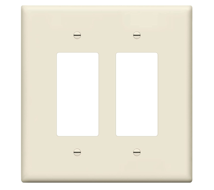 Enerlites 8832O-LA Double Decorator Switch Cover, Two-Gang Over-Size Wall Plate, Light Almond