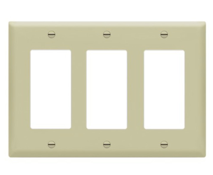 Enerlites 8833-I Decorator/ GFCI Three-Gang Wall Plate, Ivory