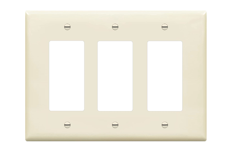 Enerlites 8833M-LA Triple Decorator Switch Cover, Three Gang Mid-Size Wall Plate, Light Almond