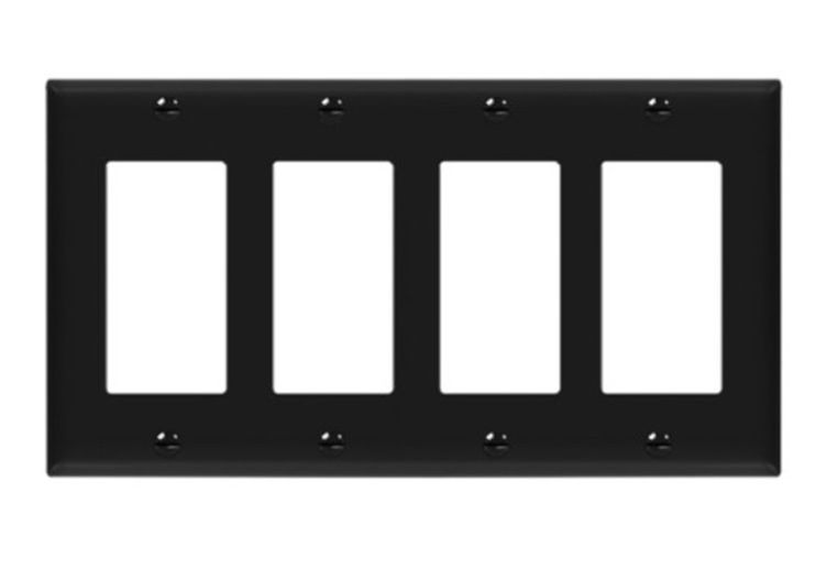 Enerlites 8834-BK Decorator / GFCI Four-Gang Wall Plate, Black