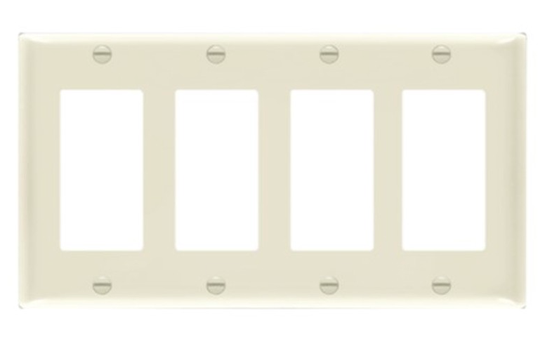 Enerlites 8834-LA Decorator / GFCI Four-Gang Wall Plate, Light Almond