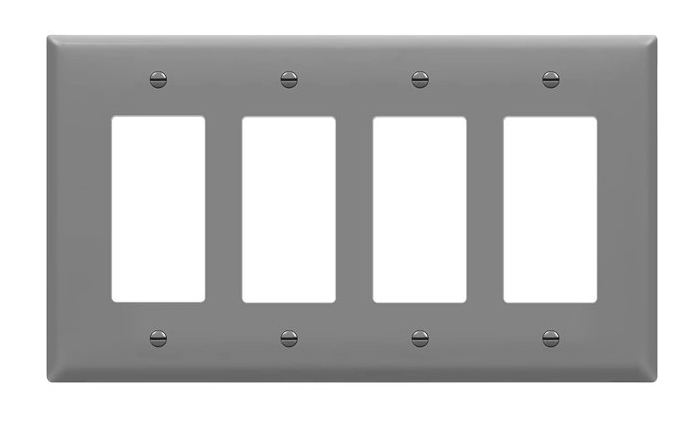 Enerlites 8834M-GY Quadruple Decorator Switch Cover, Four-Gang Oulet Wall Plate, Mid-Size, Gray